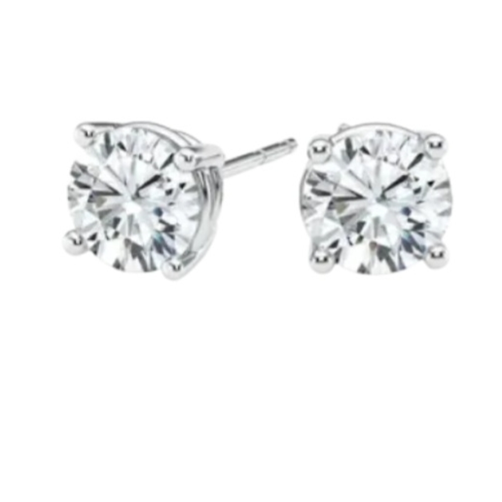 Elegant Silver Lab Grown Diamond Stud Earrings